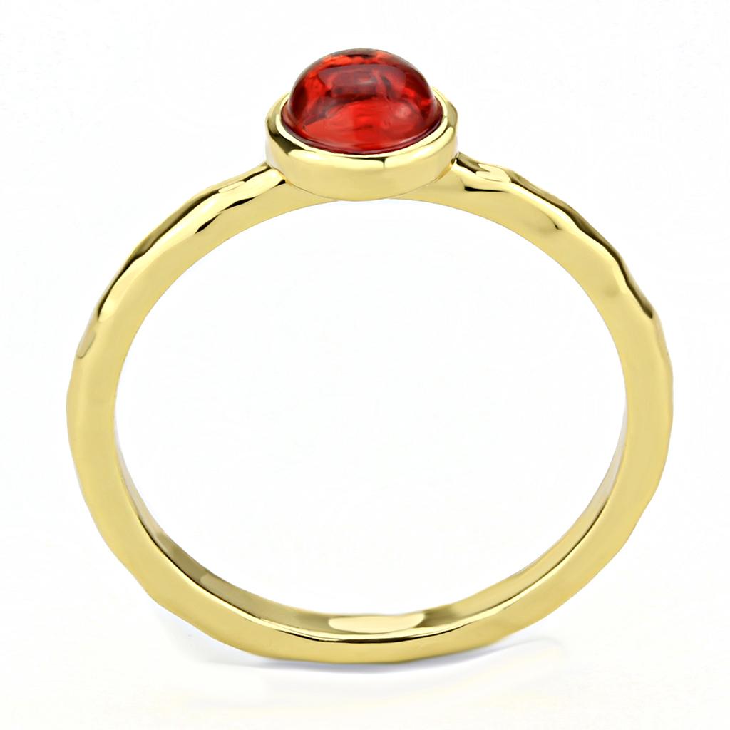 Gold Brass Ring with Synthetic Synthetic Glass in Garnet