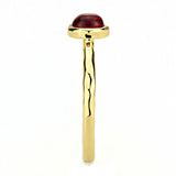 Gold Brass Ring with Synthetic Synthetic Glass in Garnet