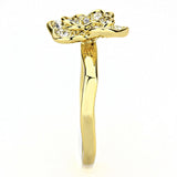 Gold Brass Ring with Top Grade Crystal  in Clear