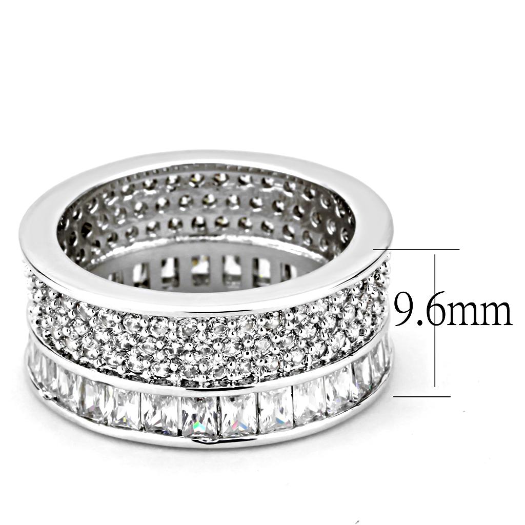 Rhodium Stainless Steel Ring with AAA Grade CZ  in Clear