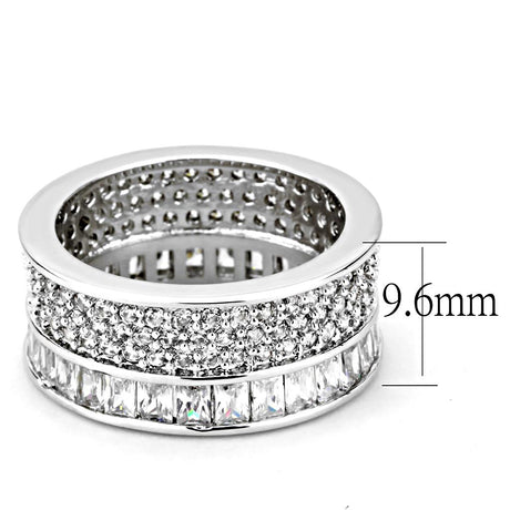 Rhodium Stainless Steel Ring with AAA Grade CZ  in Clear