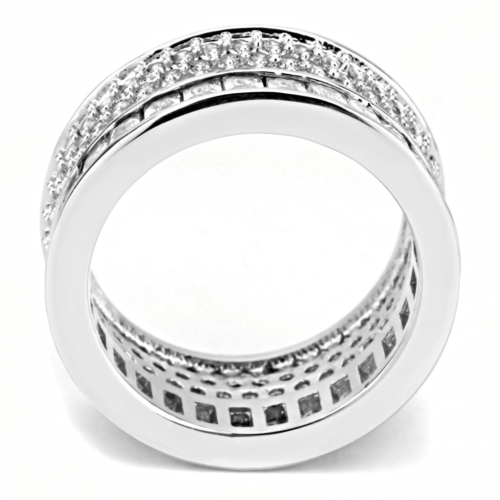 Rhodium Stainless Steel Ring with AAA Grade CZ  in Clear