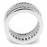 Rhodium Stainless Steel Ring with AAA Grade CZ  in Clear