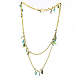 Gold Brass Necklace with Synthetic Jade in Emerald