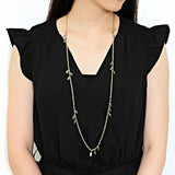 Gold Brass Necklace with Synthetic Jade in Emerald