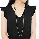 Gold Brass Necklace with Semi-Precious Amethyst Crystal in Amethyst