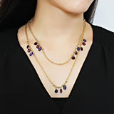 Gold Brass Necklace with Semi-Precious Amethyst Crystal in Amethyst