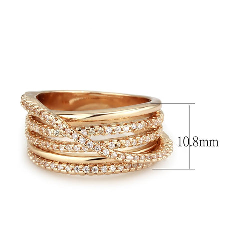 Rose Gold Brass Ring with AAA Grade CZ  in Clear