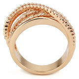 Rose Gold Brass Ring with AAA Grade CZ  in Clear