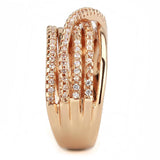 Rose Gold Brass Ring with AAA Grade CZ  in Clear