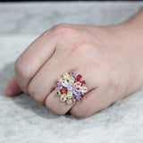 Rose Gold Brass Ring with AAA Grade CZ in MultiColor