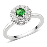 Rhodium Brass Ring with Synthetic in Emerald