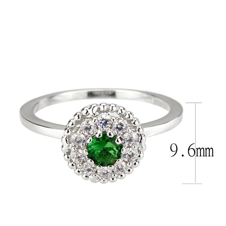 Rhodium Brass Ring with Synthetic in Emerald