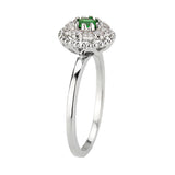 Rhodium Brass Ring with Synthetic in Emerald