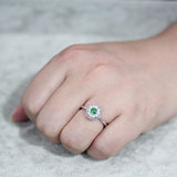 Rhodium Brass Ring with Synthetic in Emerald
