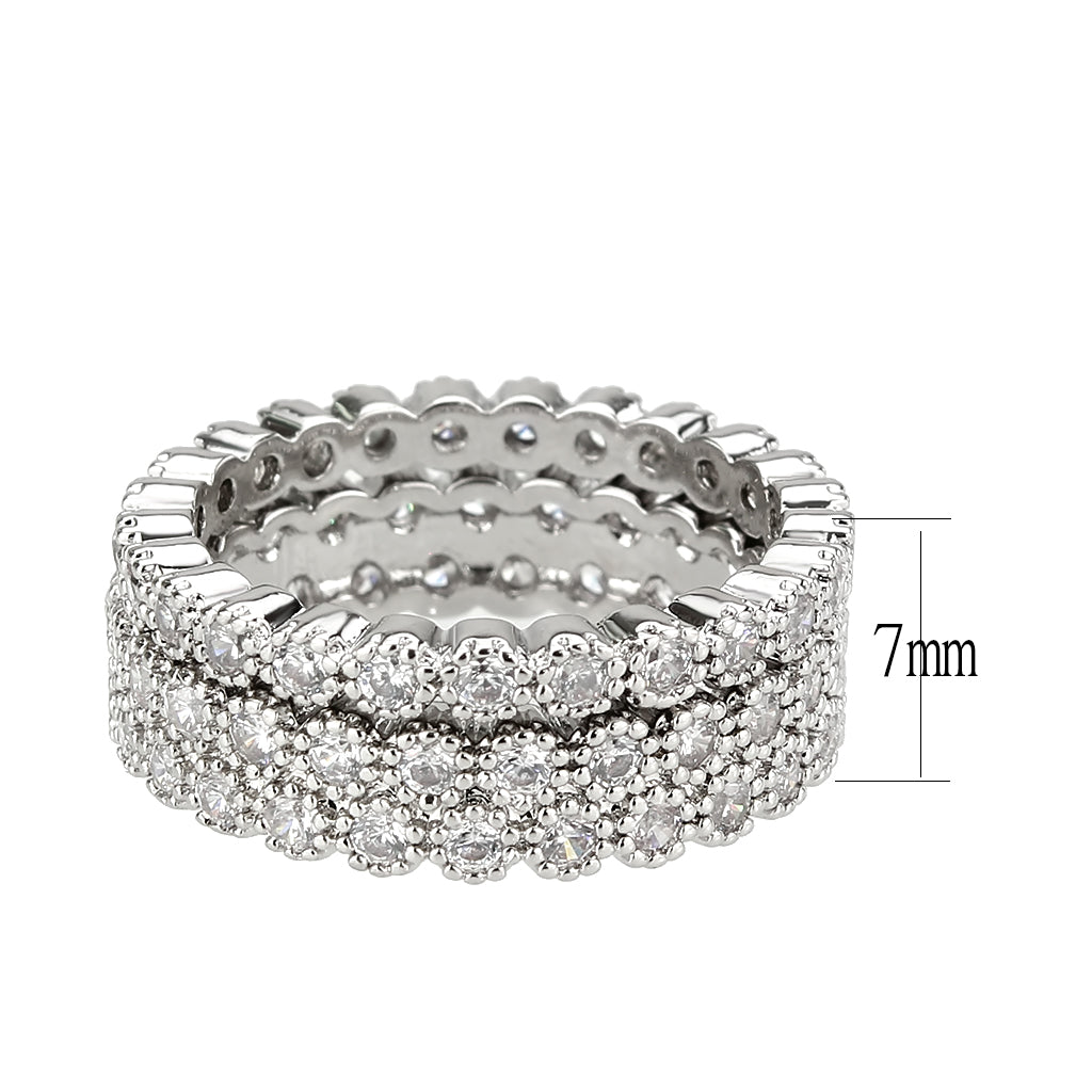 Rhodium Brass Ring with AAA Grade CZ in Clear