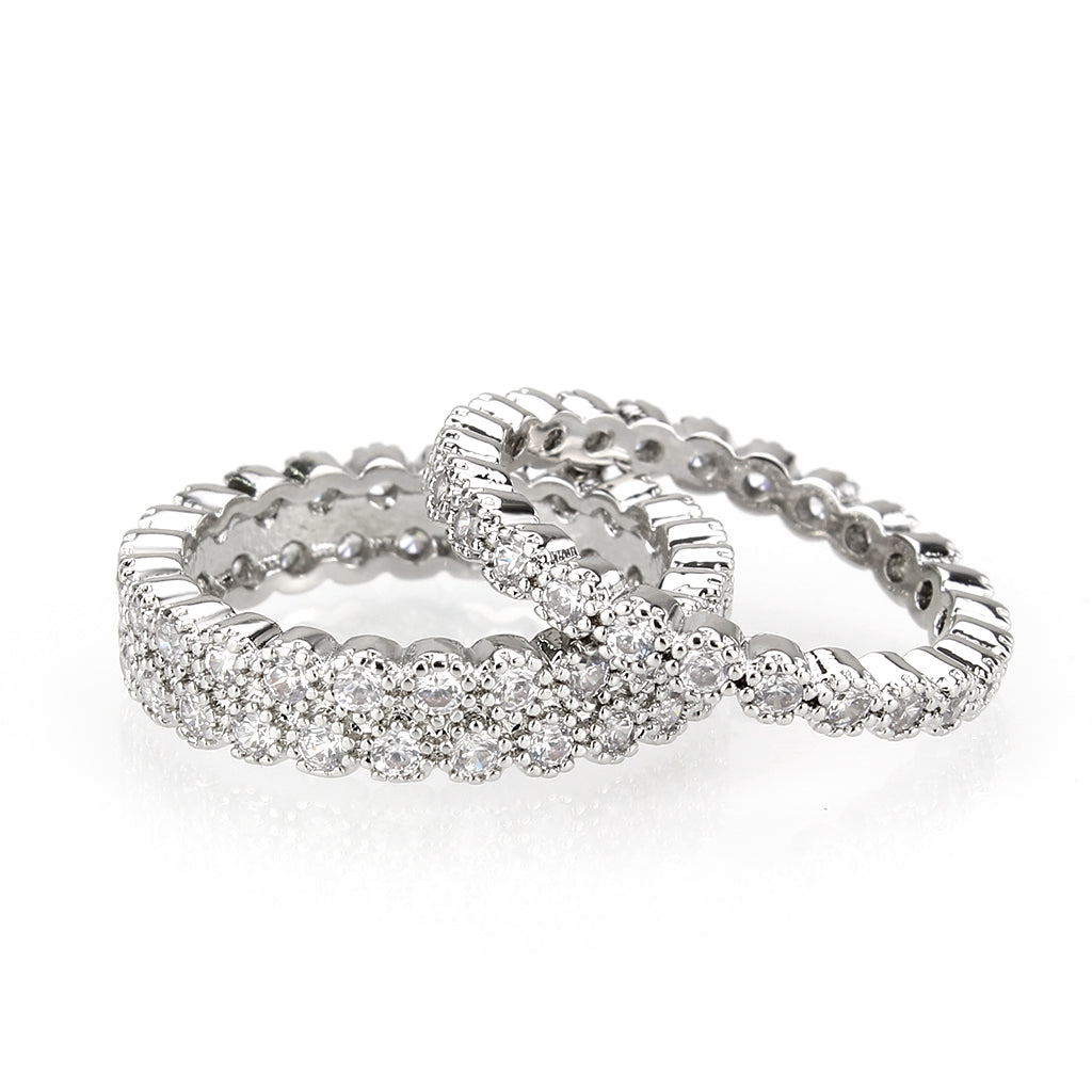 Rhodium Brass Ring with AAA Grade CZ in Clear