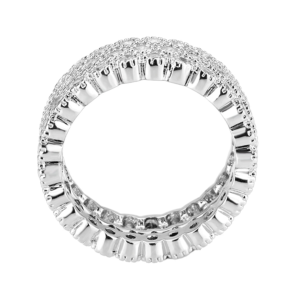 Rhodium Brass Ring with AAA Grade CZ in Clear