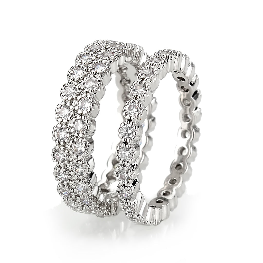 Rhodium Brass Ring with AAA Grade CZ in Clear