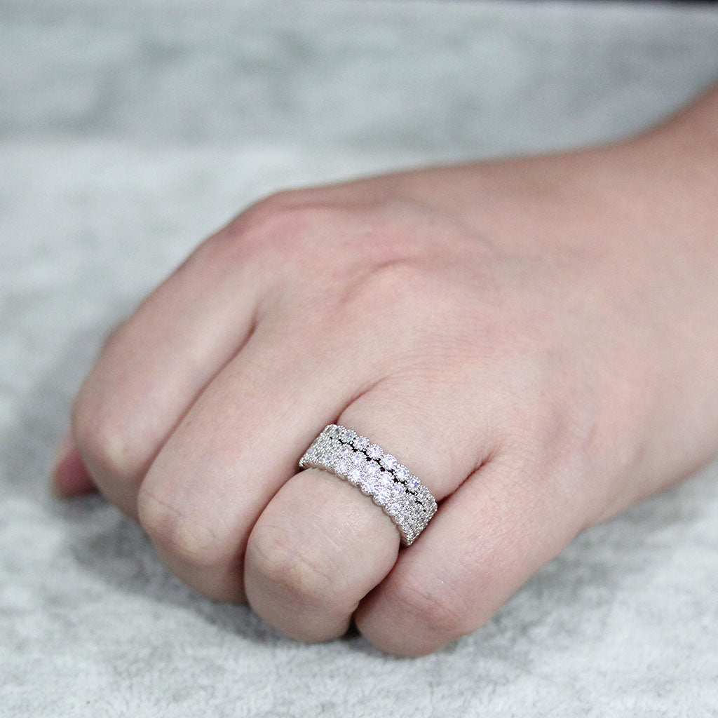 Rhodium Brass Ring with AAA Grade CZ in Clear