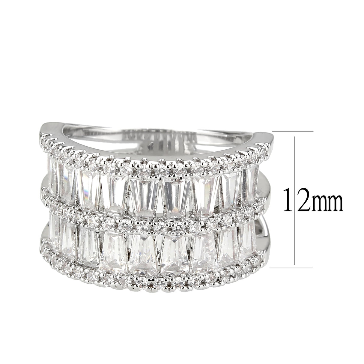 Rhodium Brass Ring with AAA Grade CZ in Clear