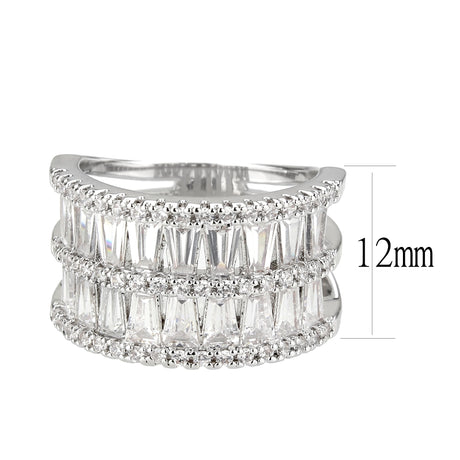 Rhodium Brass Ring with AAA Grade CZ in Clear