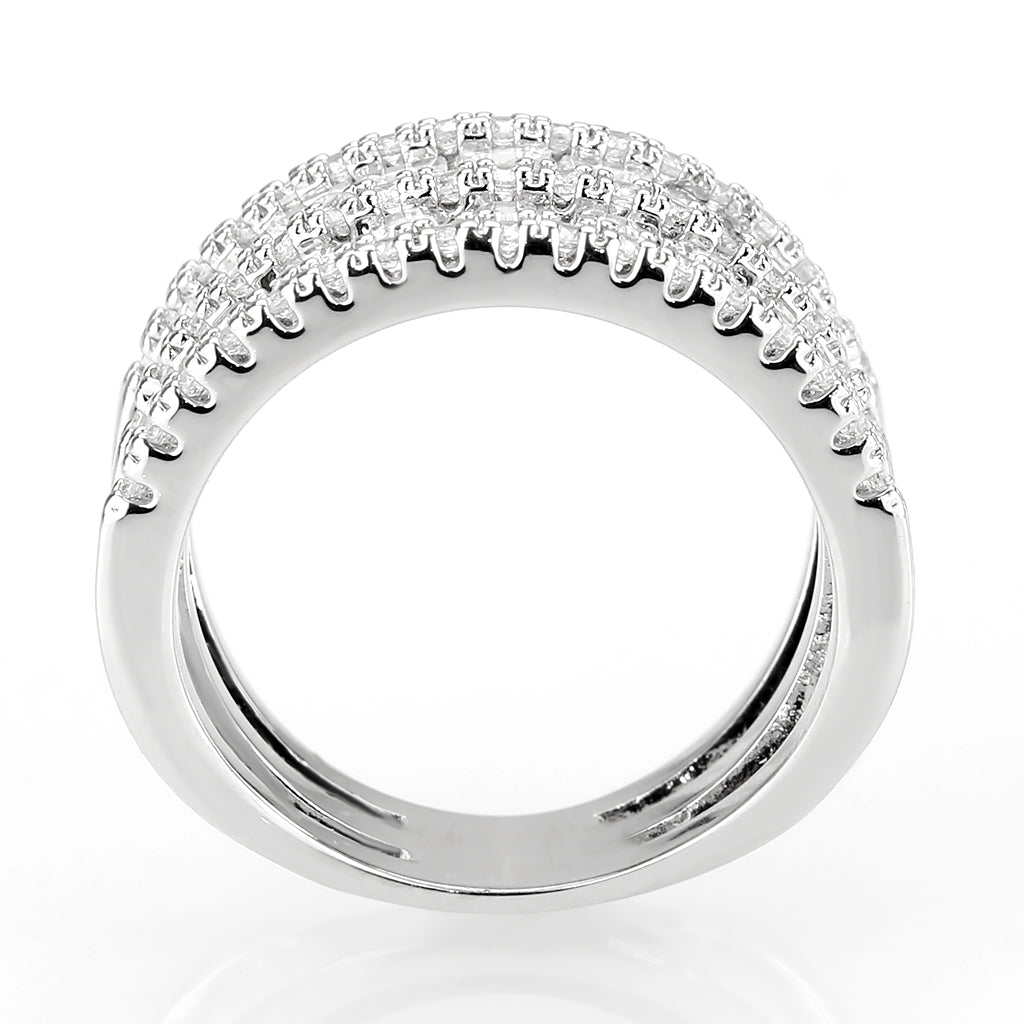 Rhodium Brass Ring with AAA Grade CZ in Clear
