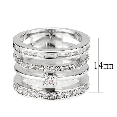 Rhodium Brass Ring with AAA Grade CZ in Clear