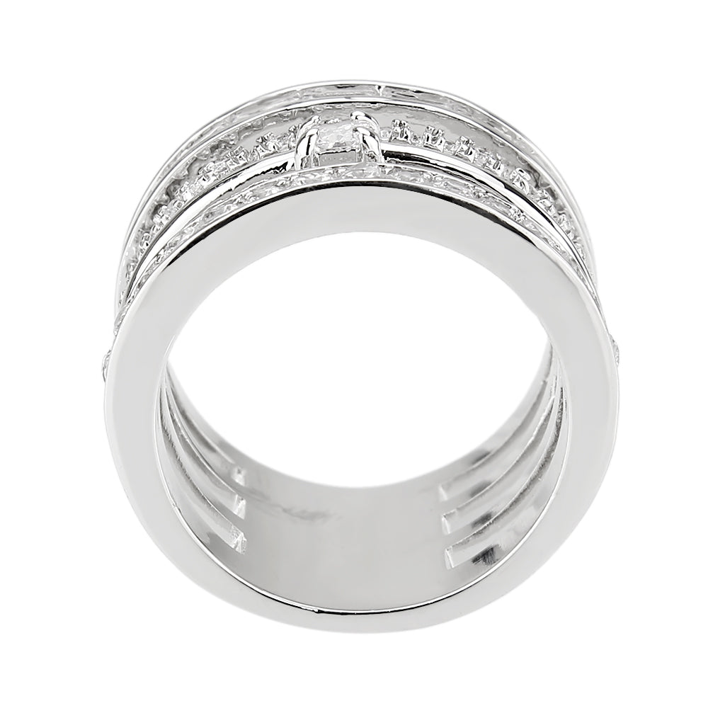 Rhodium Brass Ring with AAA Grade CZ in Clear