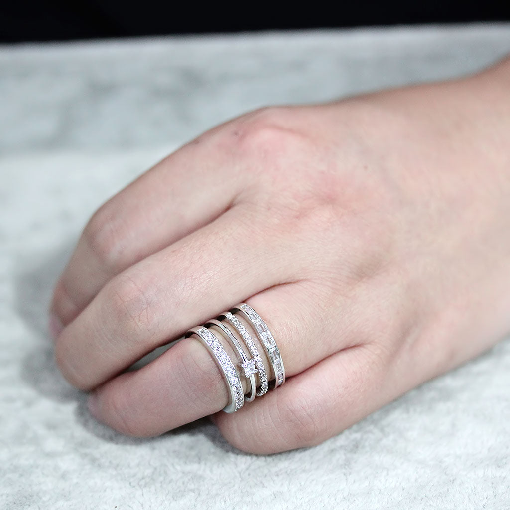 Rhodium Brass Ring with AAA Grade CZ in Clear
