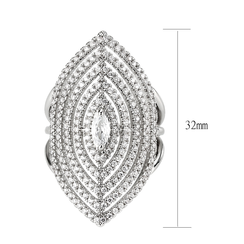Rhodium Brass Ring with AAA Grade CZ in Clear