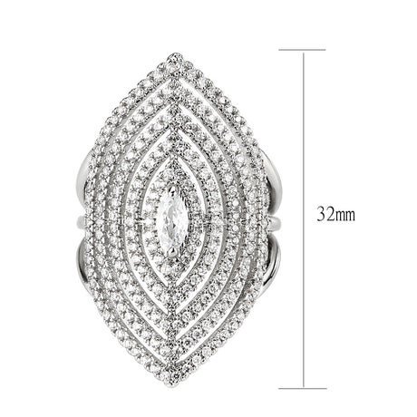 Rhodium Brass Ring with AAA Grade CZ in Clear