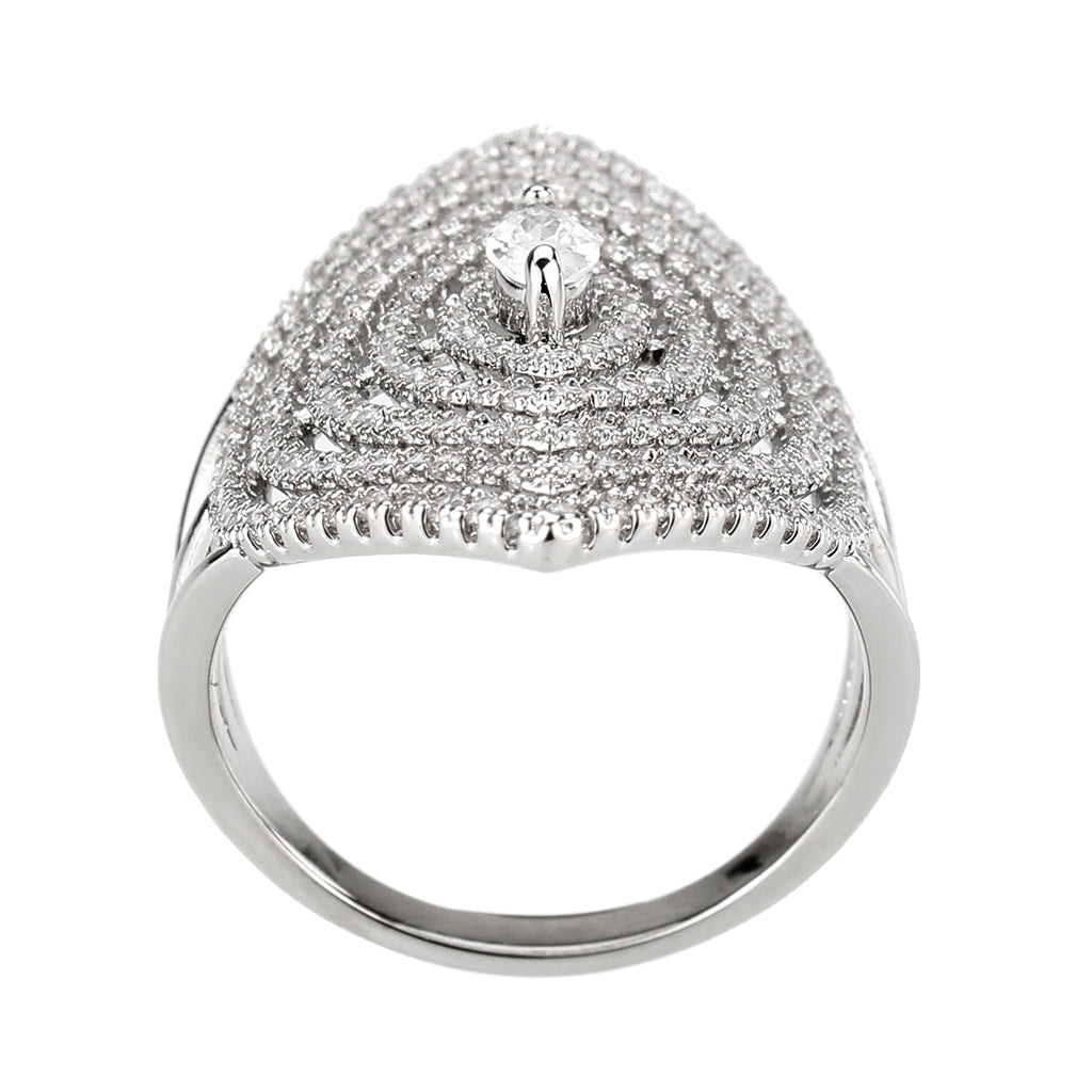 Rhodium Brass Ring with AAA Grade CZ in Clear