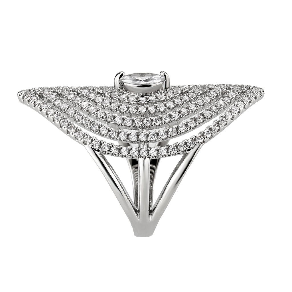 Rhodium Brass Ring with AAA Grade CZ in Clear