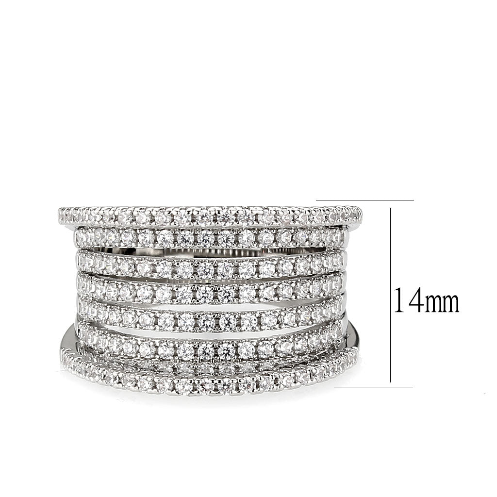 Rhodium Brass Ring with AAA Grade CZ in Clear