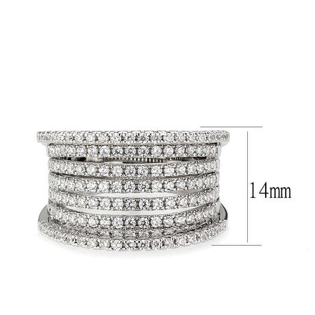 Rhodium Brass Ring with AAA Grade CZ in Clear