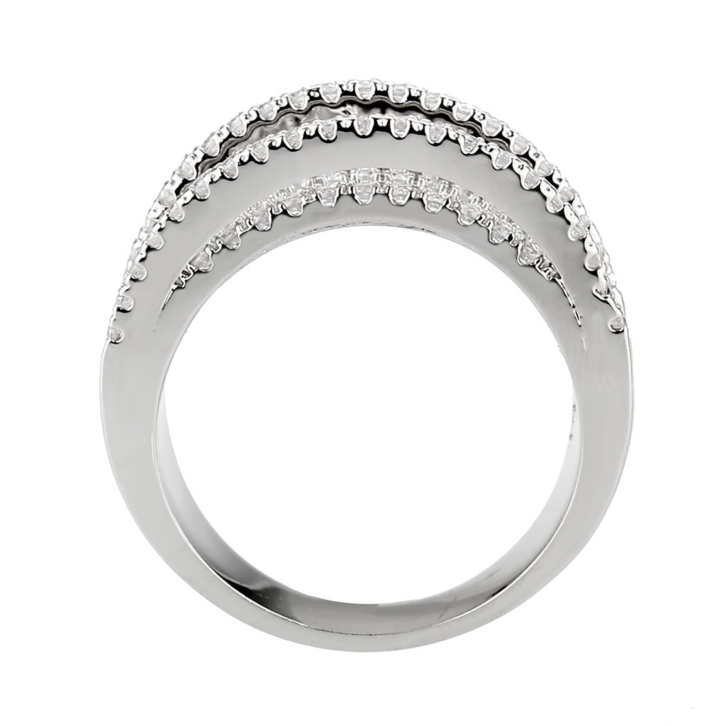 Rhodium Brass Ring with AAA Grade CZ in Clear