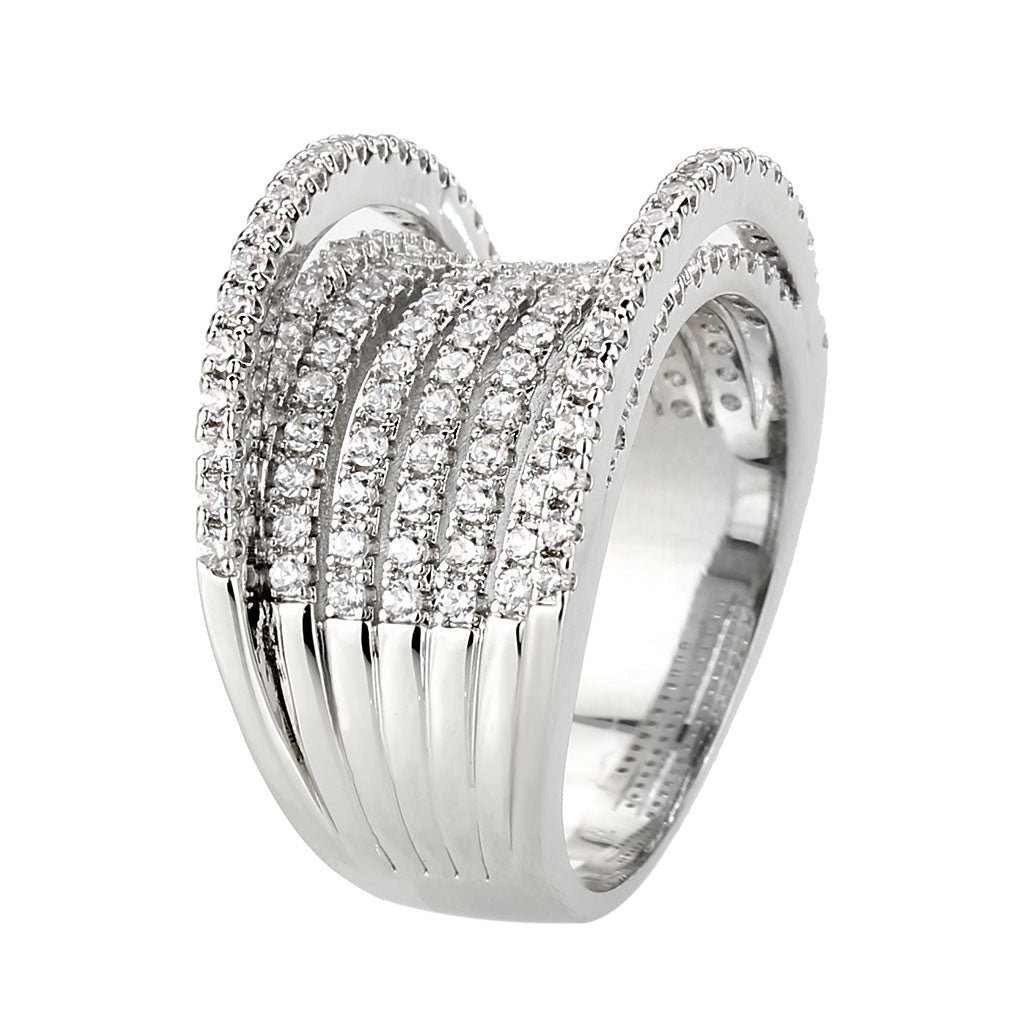 Rhodium Brass Ring with AAA Grade CZ in Clear
