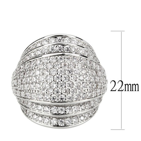 Rhodium Brass Ring with AAA Grade CZ in Clear