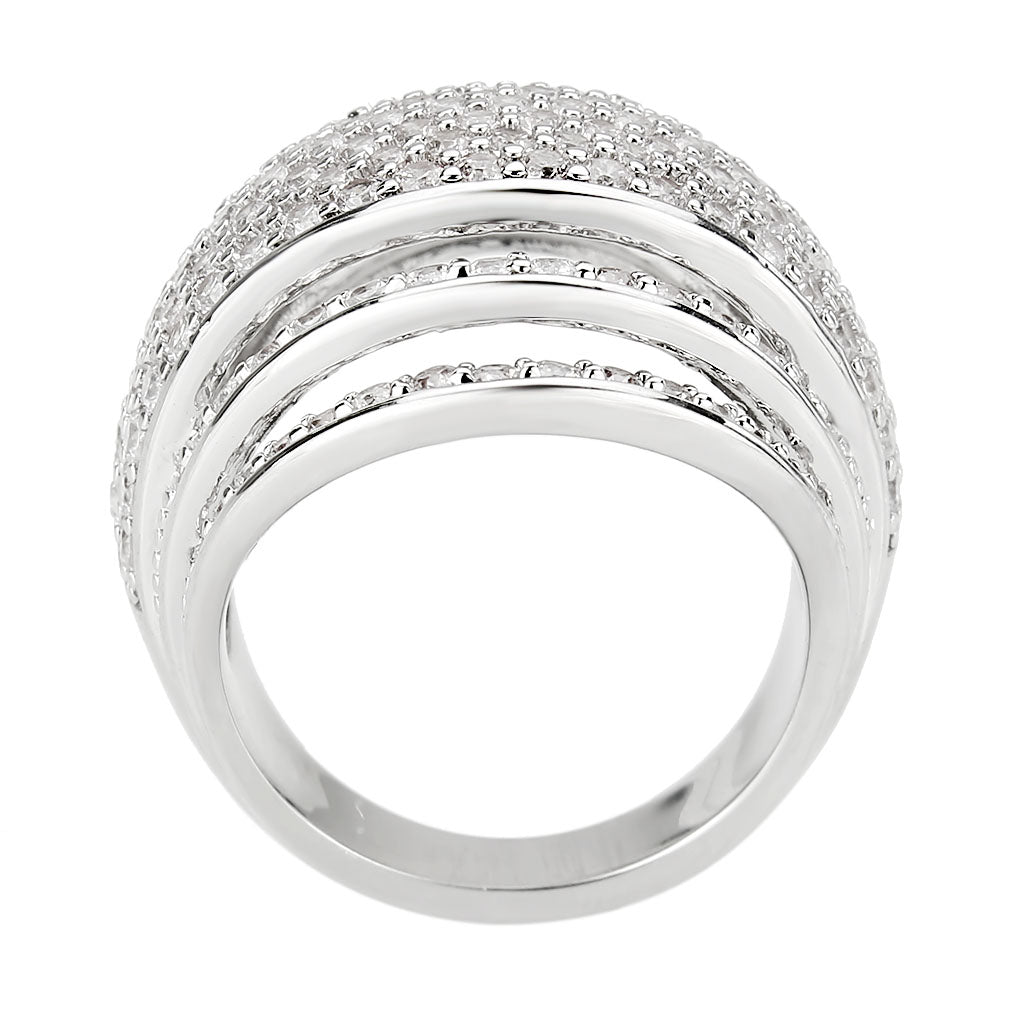Rhodium Brass Ring with AAA Grade CZ in Clear