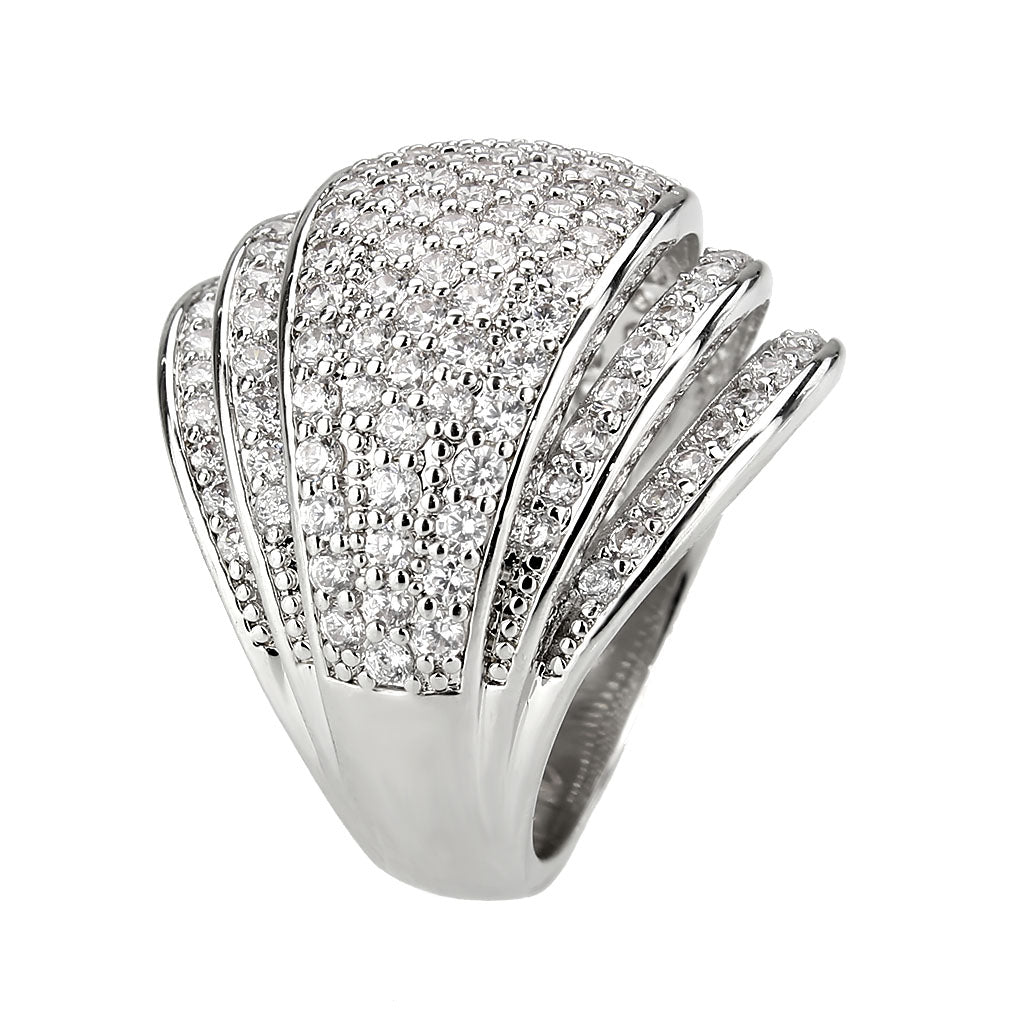 Rhodium Brass Ring with AAA Grade CZ in Clear
