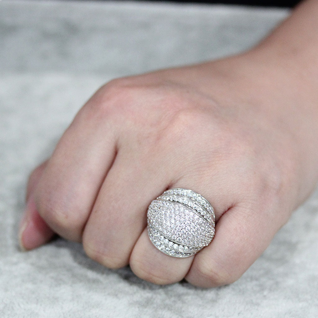 Rhodium Brass Ring with AAA Grade CZ in Clear