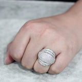 Rhodium Brass Ring with AAA Grade CZ in Clear