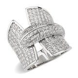 Rhodium Brass Ring with AAA Grade CZ in Clear