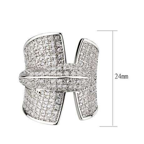 Rhodium Brass Ring with AAA Grade CZ in Clear
