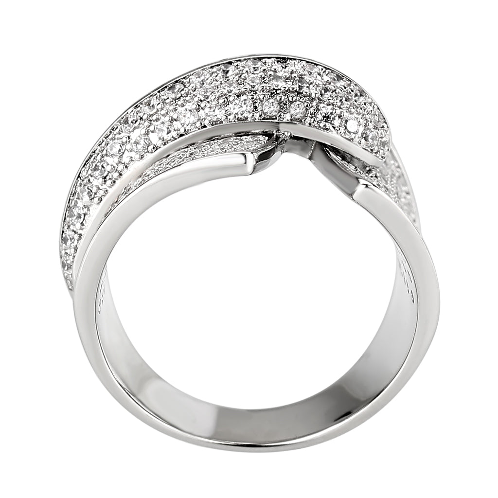 Rhodium Brass Ring with AAA Grade CZ in Clear