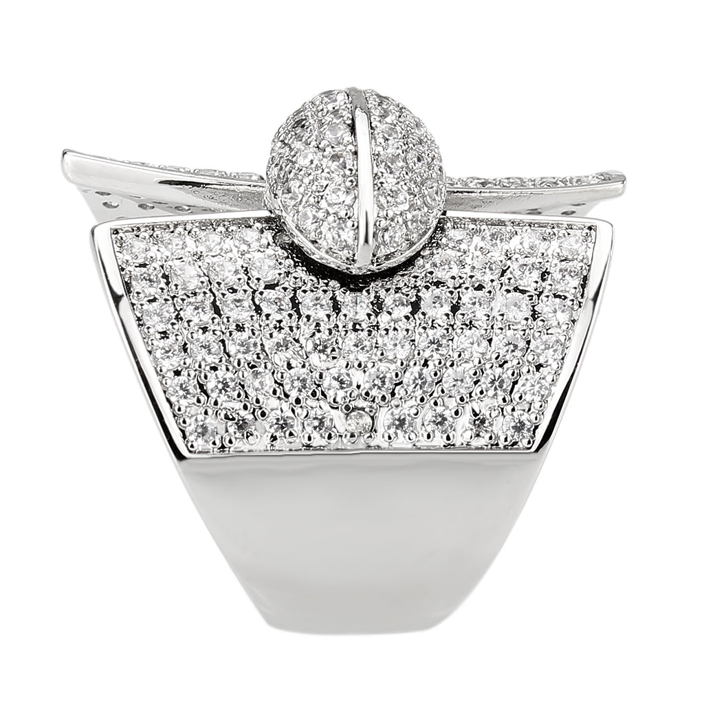 Rhodium Brass Ring with AAA Grade CZ in Clear