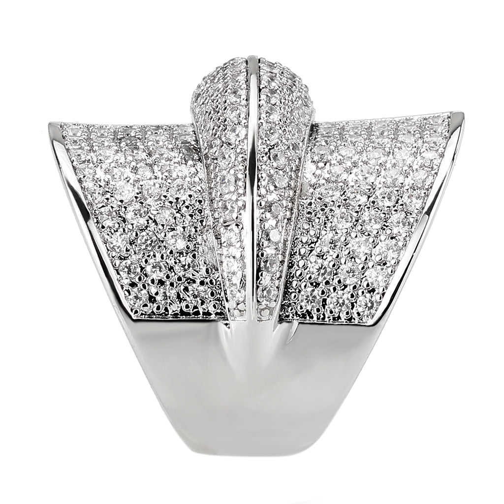 Rhodium Brass Ring with AAA Grade CZ in Clear