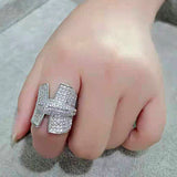 Rhodium Brass Ring with AAA Grade CZ in Clear