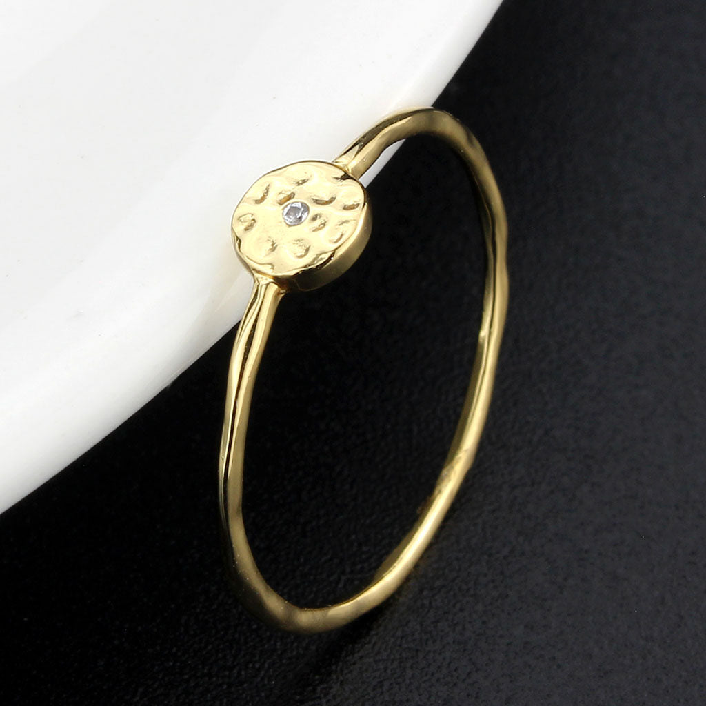 Flash Gold Brass Ring with AAA Grade CZ in Clear